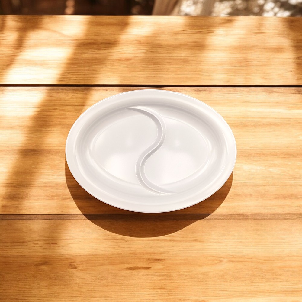 Oval Bis - Oval dish with 2 compartments 30.5x22 cm - Image 1